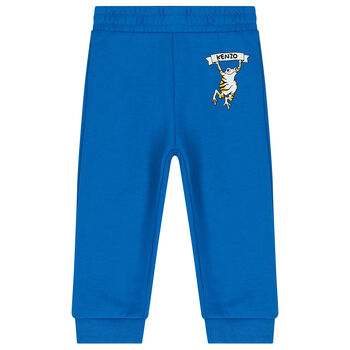 Younger Boys Blue Logo & Frog Joggers